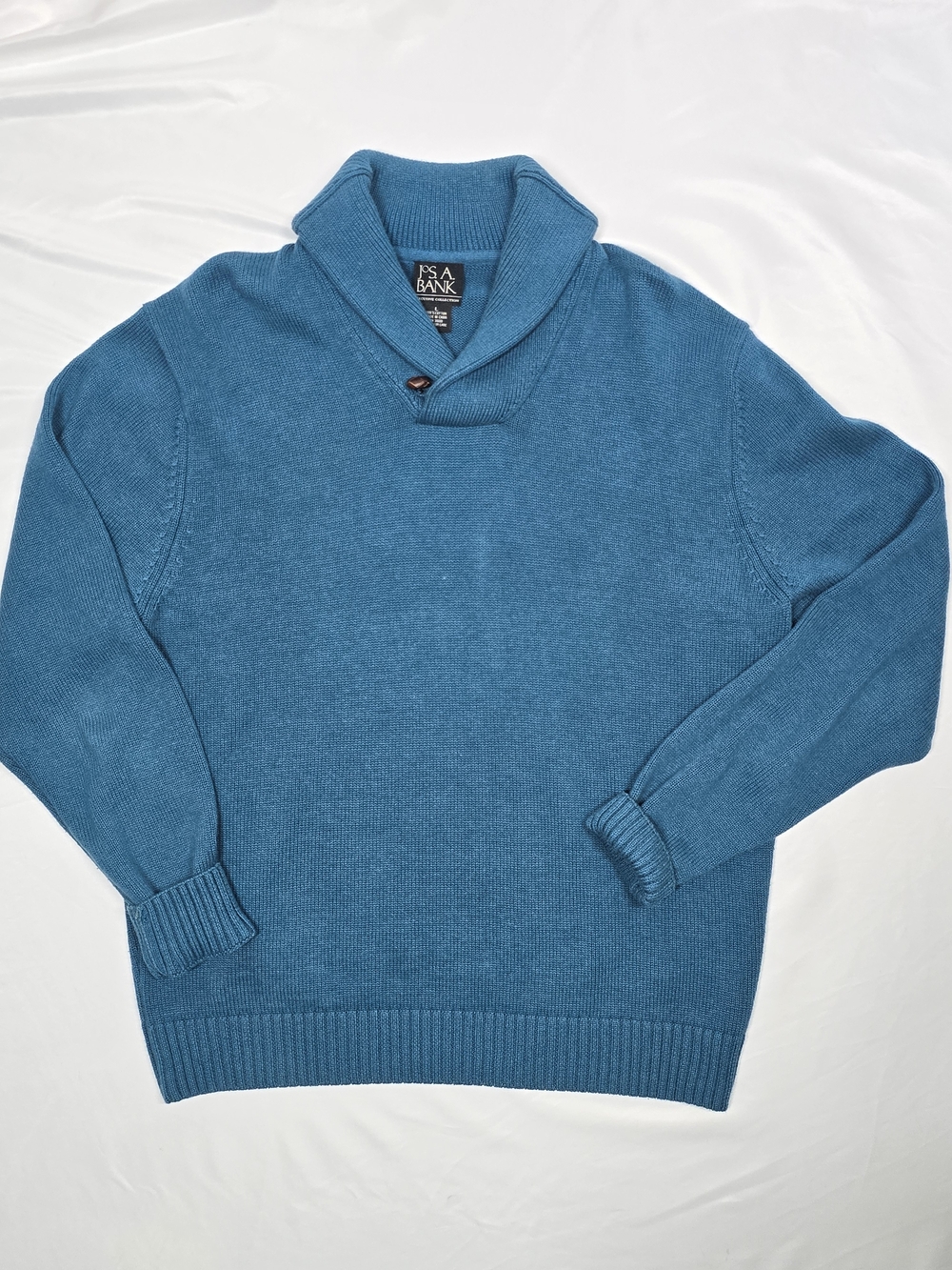 Jos. A. Bank Executive Collection Blue Cotton Shawl Collar Sweater Large
